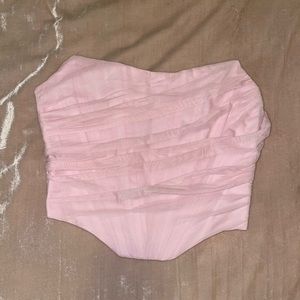 Barbie light baby pink zipper corset mesh and boning size small